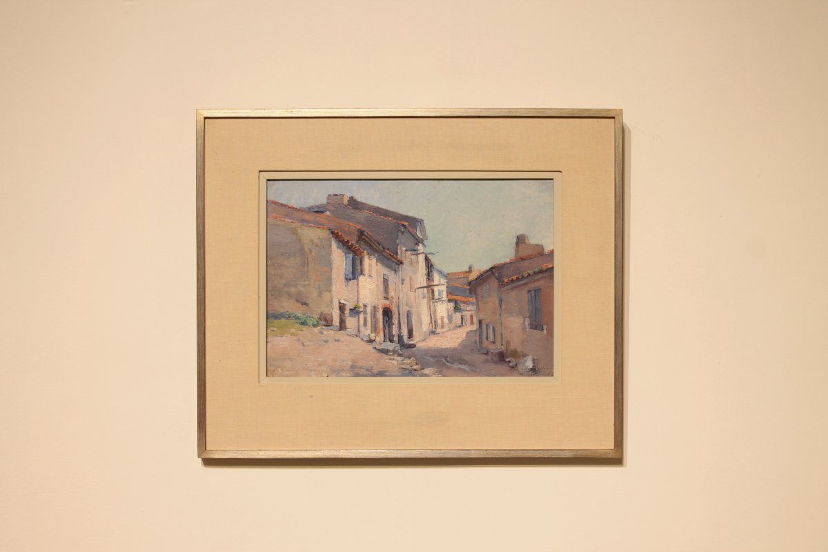 Louis van Engelen "Une rue à Grimaud" - Huile sur panneau -photo-3