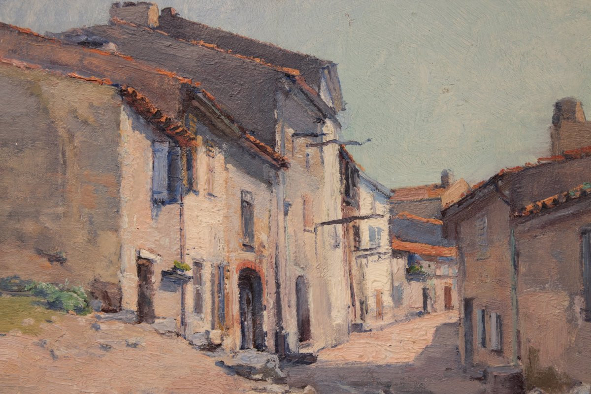 Louis van Engelen "Une rue à Grimaud" - Huile sur panneau -photo-4