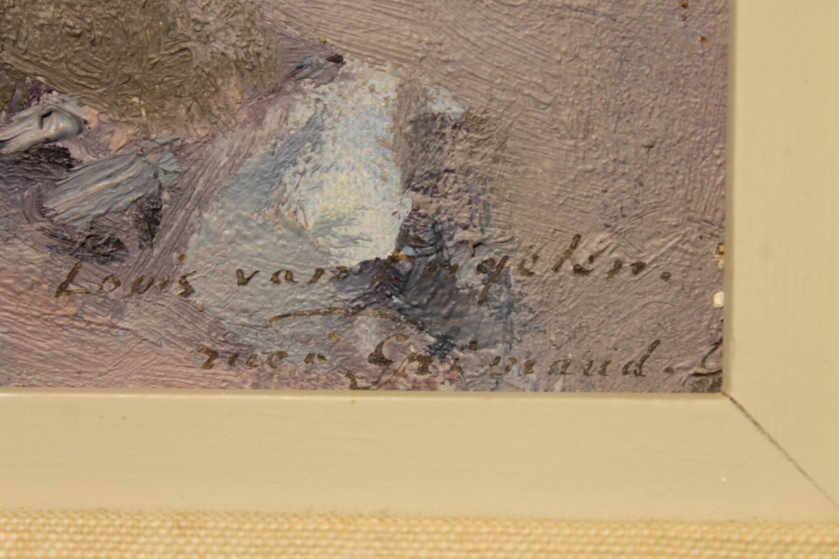 Louis van Engelen "Une rue à Grimaud" - Huile sur panneau -photo-2
