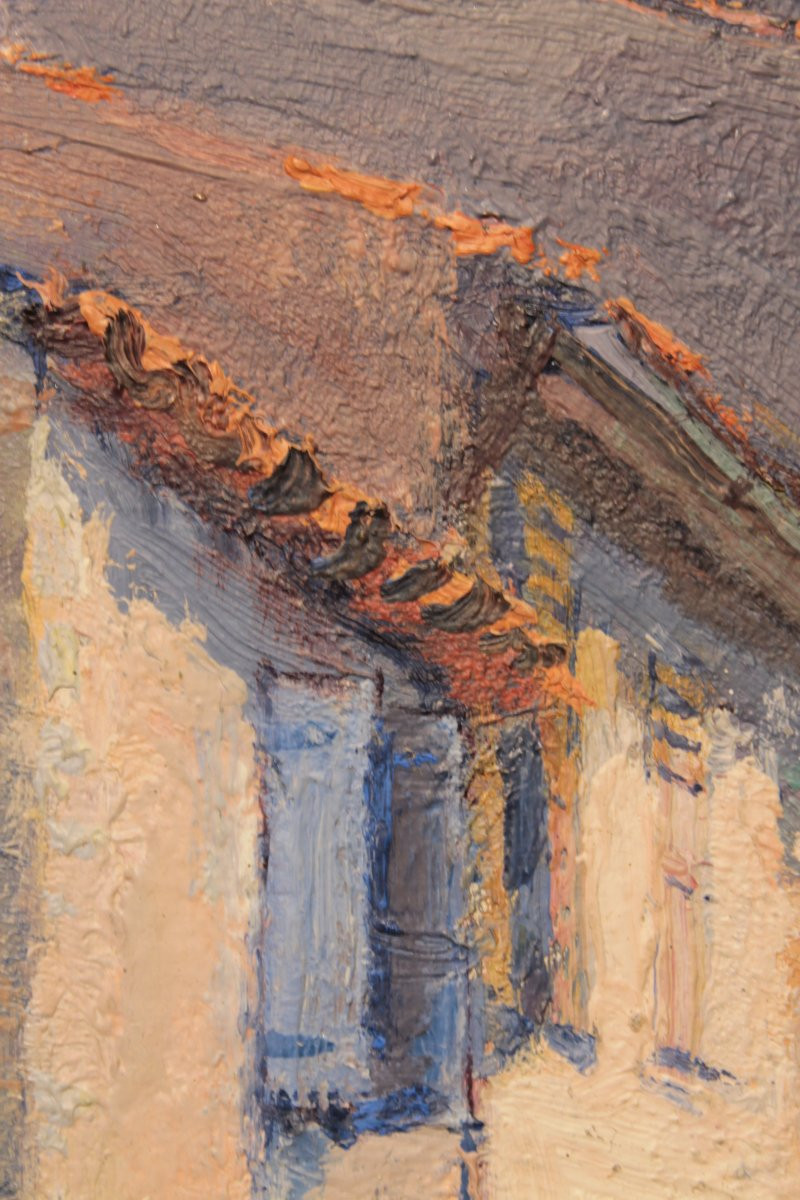 Louis van Engelen "Une rue à Grimaud" - Huile sur panneau -photo-4