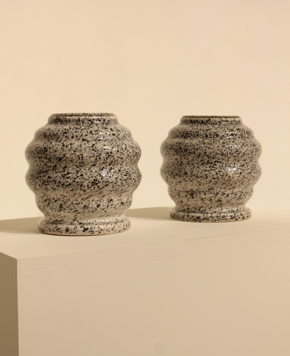 2 Faux Marble Pots - The Ossau Cross, Pyrenees Ceramic