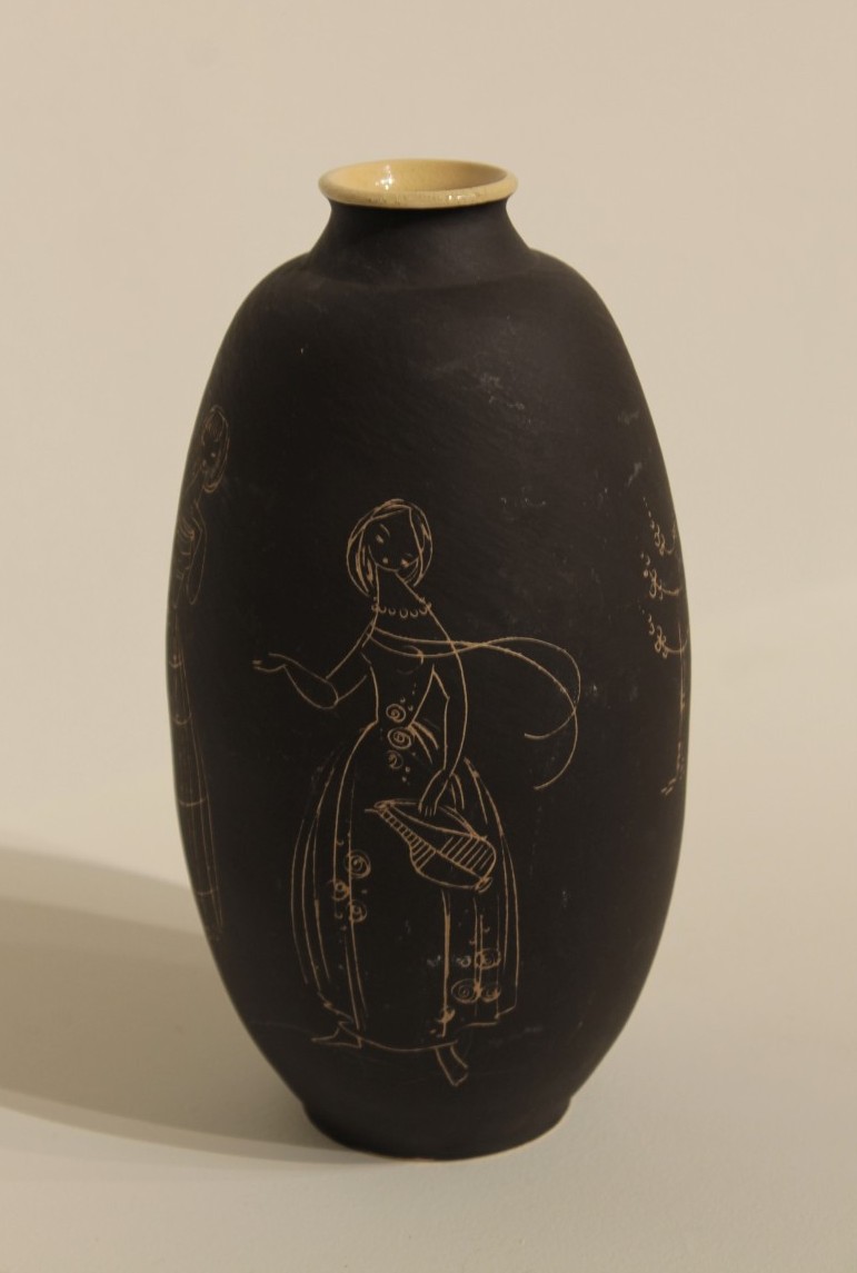 Ceramic Vase Decorated With Women And A Tree 