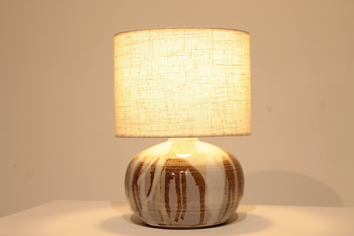 Signed Glazed Ceramic Lamp -photo-3