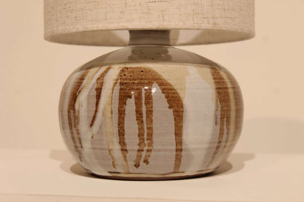 Signed Glazed Ceramic Lamp -photo-4