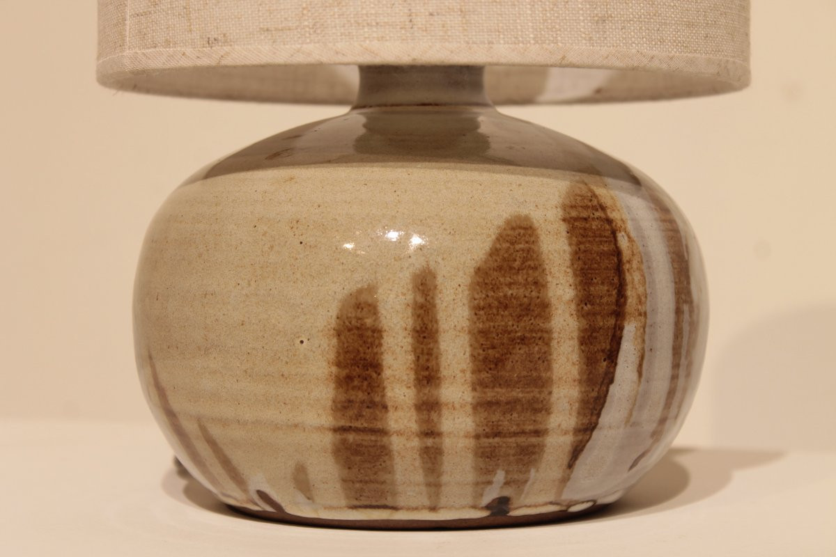 Signed Glazed Ceramic Lamp -photo-2