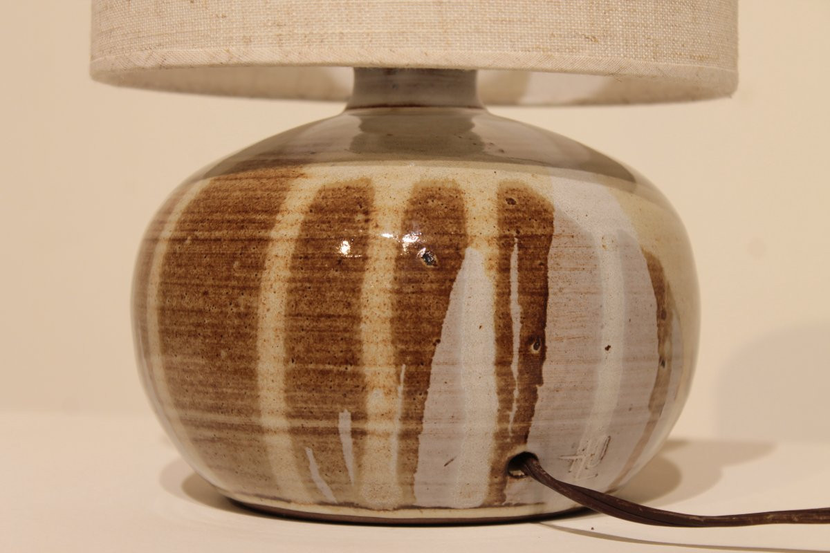 Signed Glazed Ceramic Lamp -photo-3
