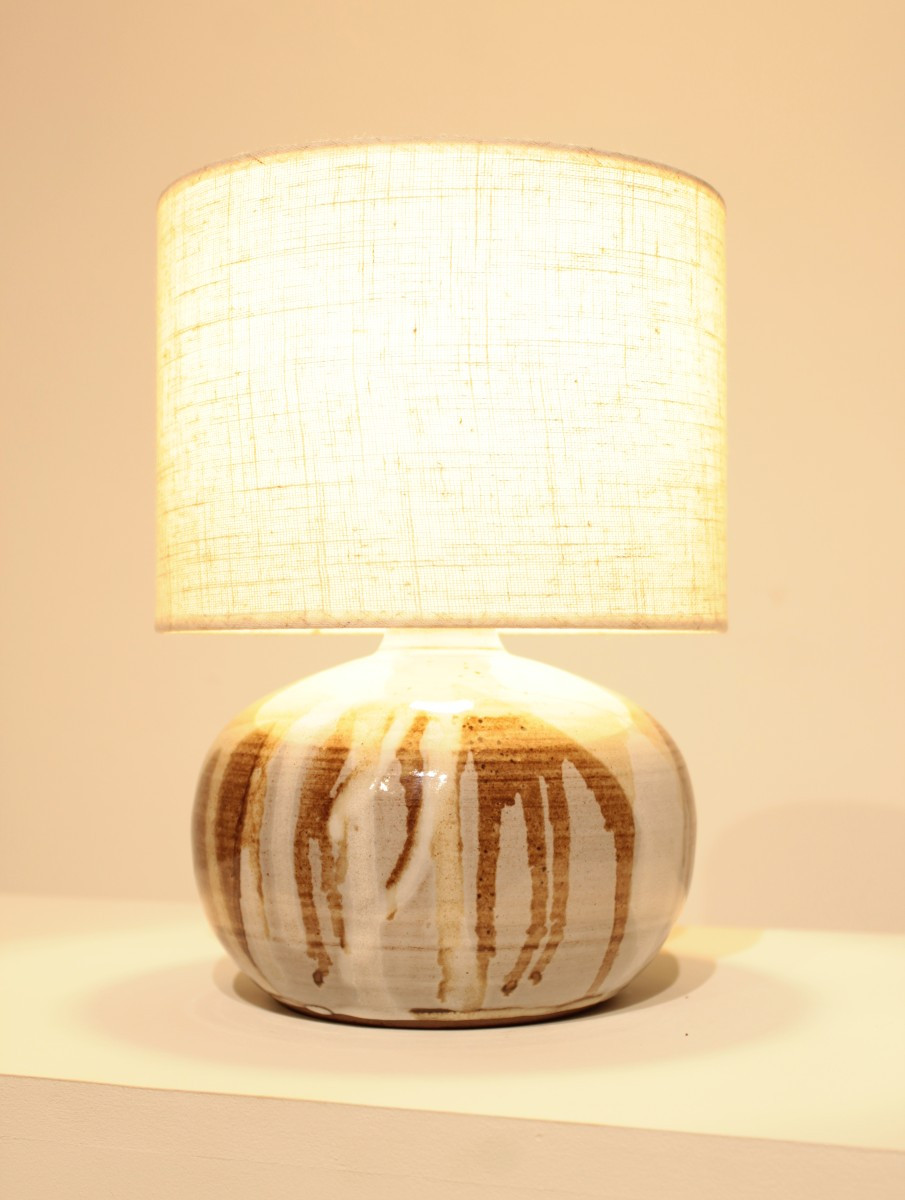 Signed Glazed Ceramic Lamp 