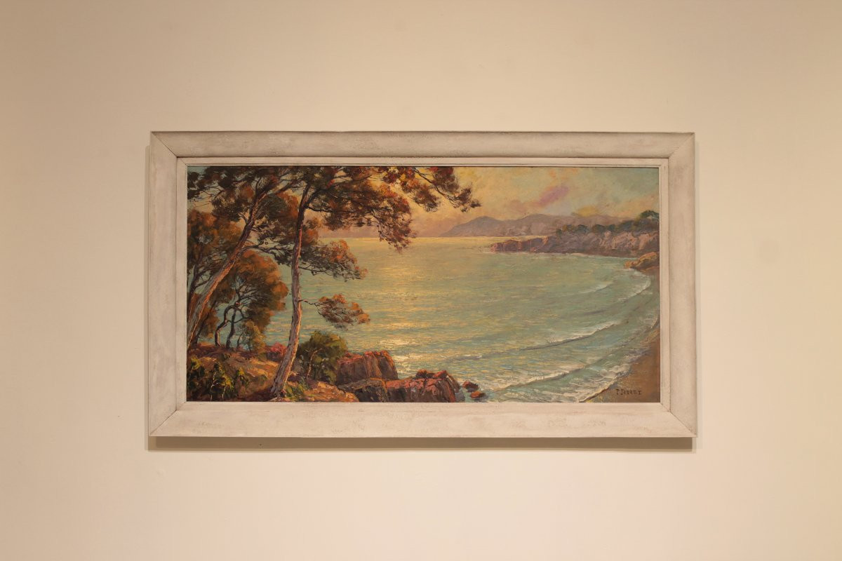 Large Marine Painting By Pierre Forest - French Riviera, 1920s/1930s-photo-2