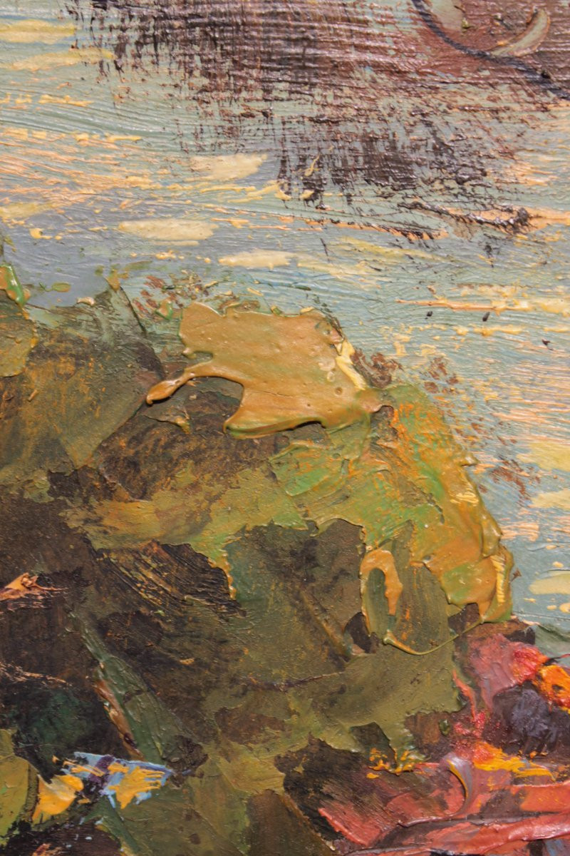 Large Marine Painting By Pierre Forest - French Riviera, 1920s/1930s-photo-7