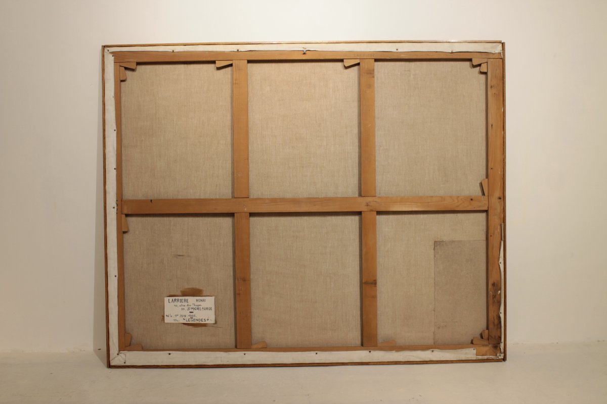 Grande huile sur toile abstraite datée de 1969 - Henri Larriere (1935-2024)-photo-8