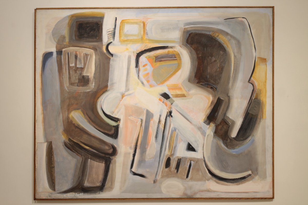 Grande huile sur toile abstraite datée de 1969 - Henri Larriere (1935-2024)