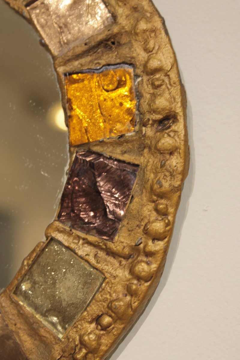 Miroir brutaliste en plomb et talosel de Irena Jaworska -photo-1