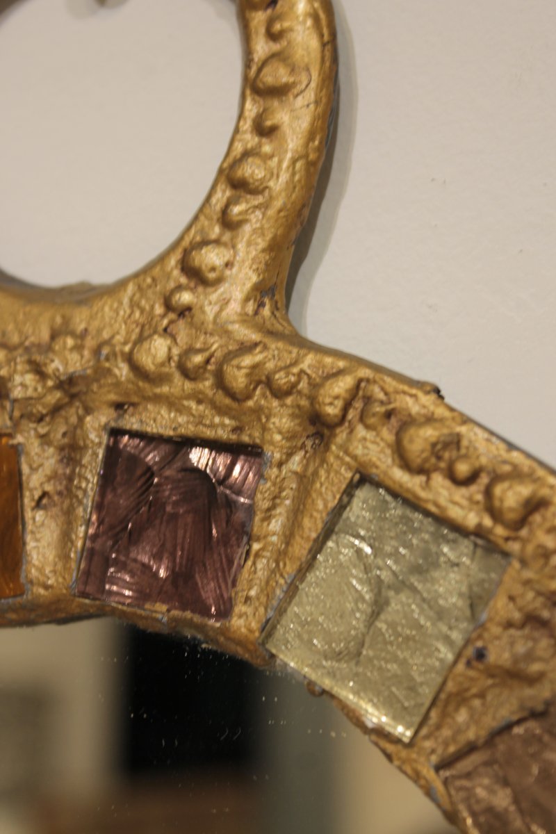 Miroir brutaliste en plomb et talosel de Irena Jaworska -photo-2