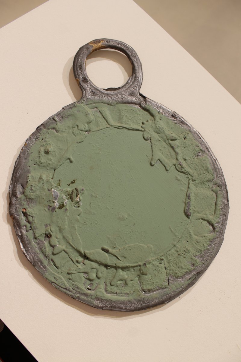 Miroir brutaliste en plomb et talosel de Irena Jaworska -photo-7