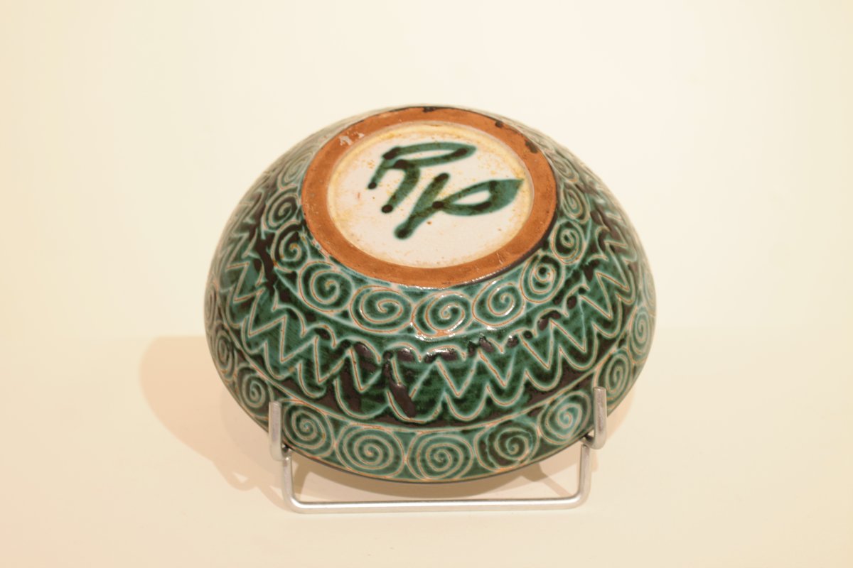 Bowl With Incised Decoration By Robert Picault, Vallauris -photo-2