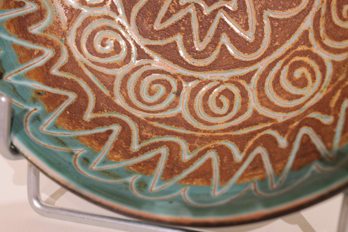 Bowl With Incised Decoration By Robert Picault, Vallauris -photo-6