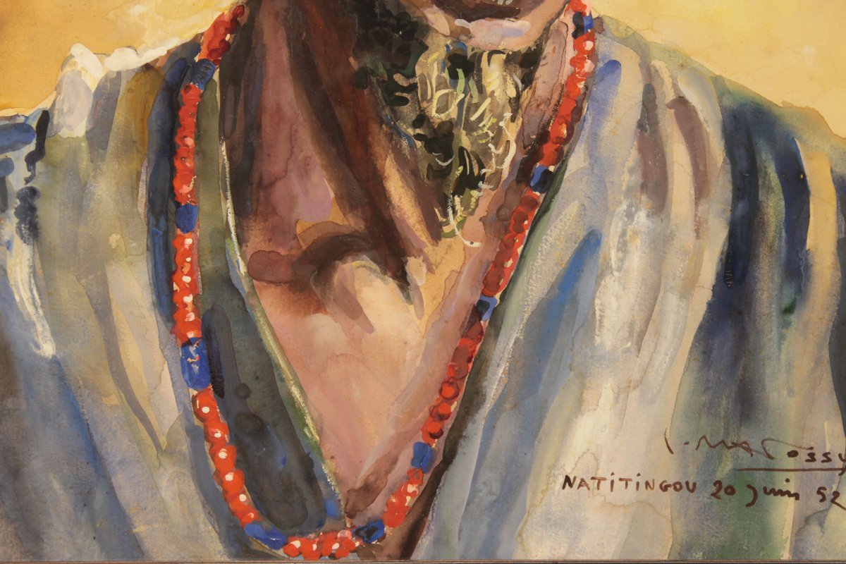 Portrait d'un Béninois par Pierre Matossy (1891-1969) - daté 20 juin 1952-photo-2