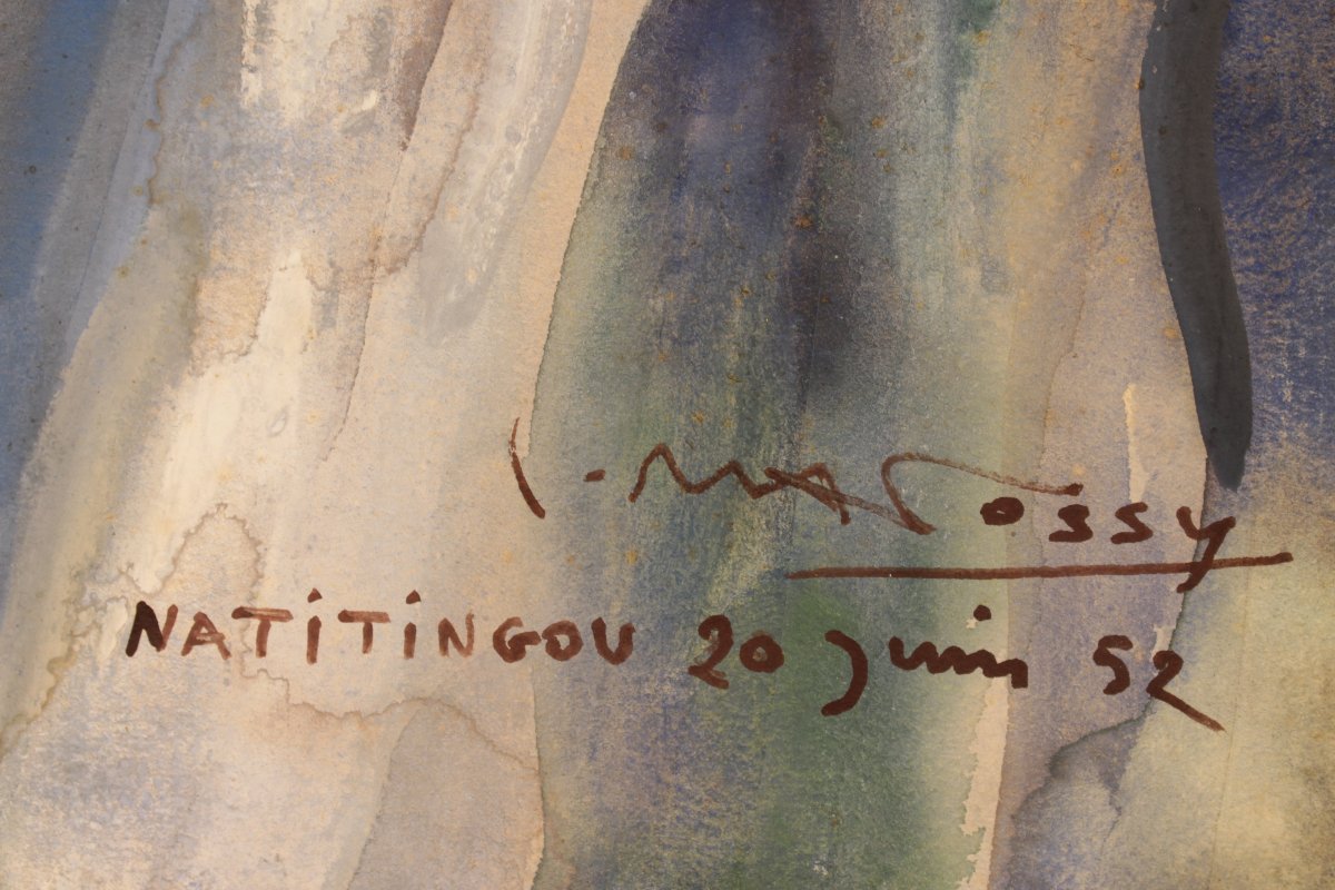 Portrait d'un Béninois par Pierre Matossy (1891-1969) - daté 20 juin 1952-photo-1