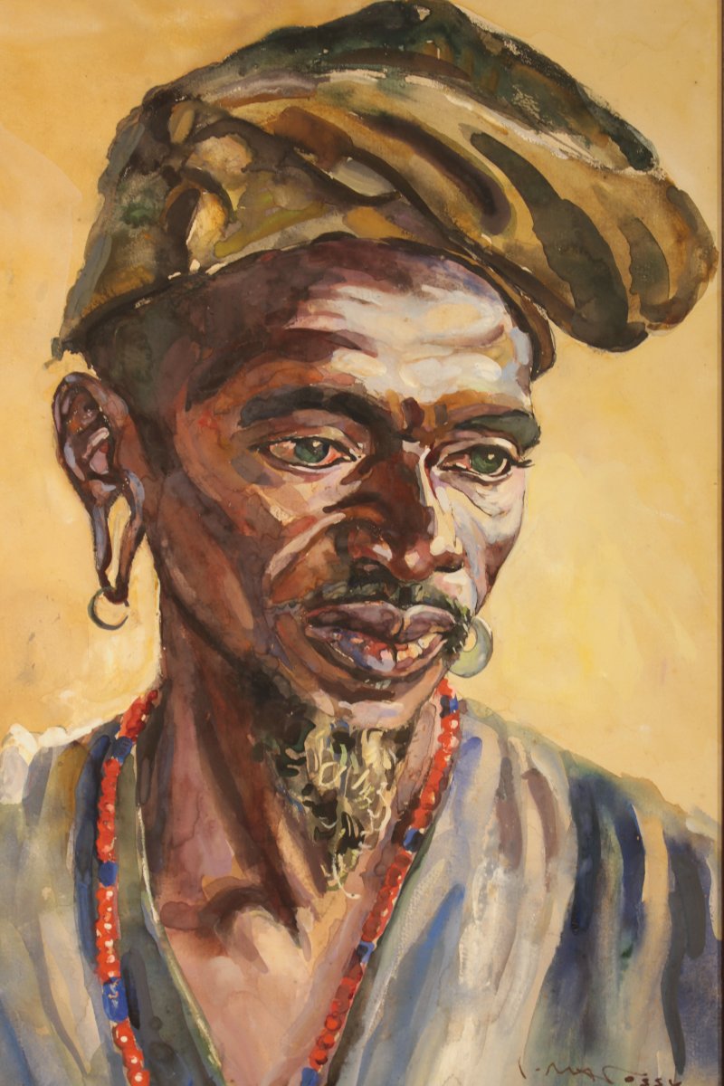Portrait d'un Béninois par Pierre Matossy (1891-1969) - daté 20 juin 1952-photo-7