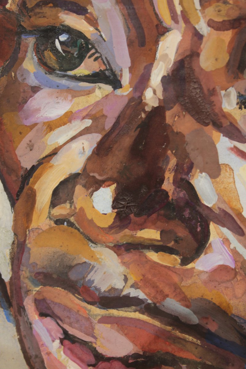 Grand portrait d'un Béninois au chapeau traditionnel de Pierre Matossy (1891-1969)-photo-7