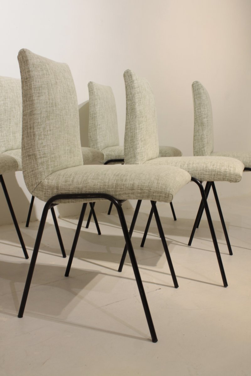 Ensemble de 6 chaises "Robert" de Pierre Guariche pour Meurop, 1961-photo-4