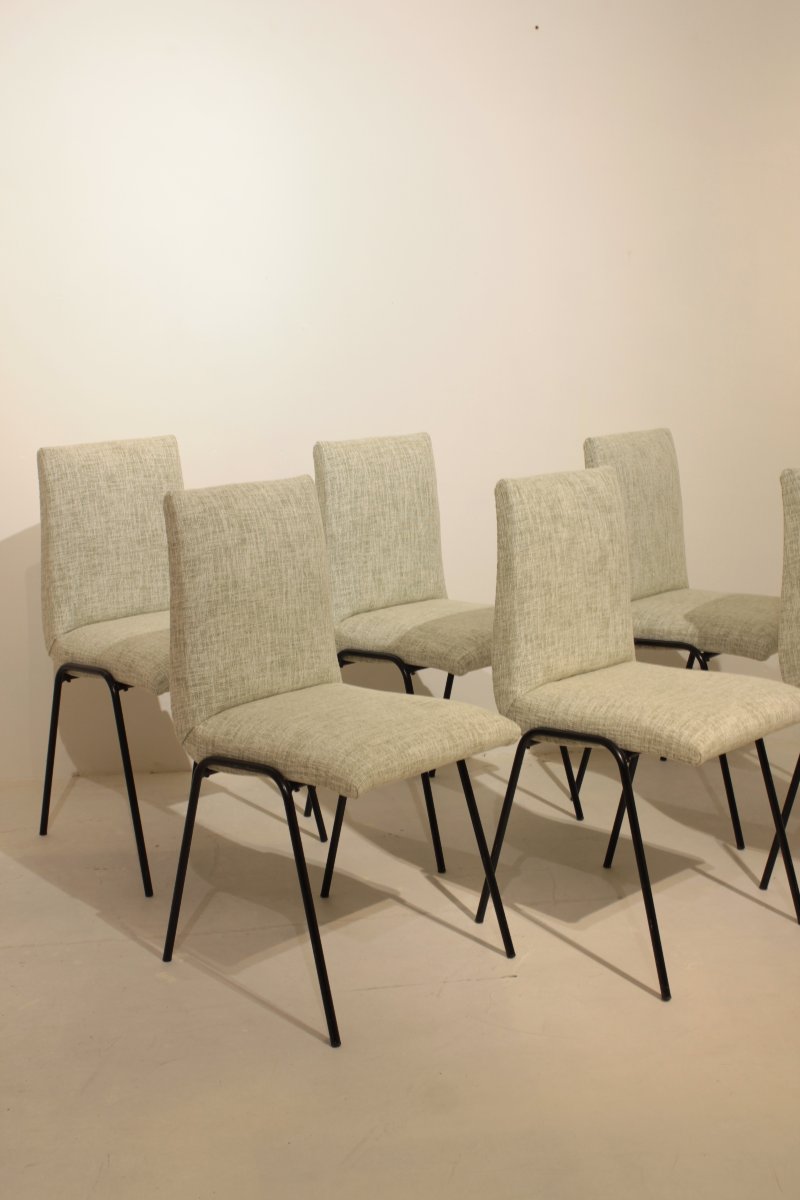 Ensemble de 6 chaises "Robert" de Pierre Guariche pour Meurop, 1961-photo-3