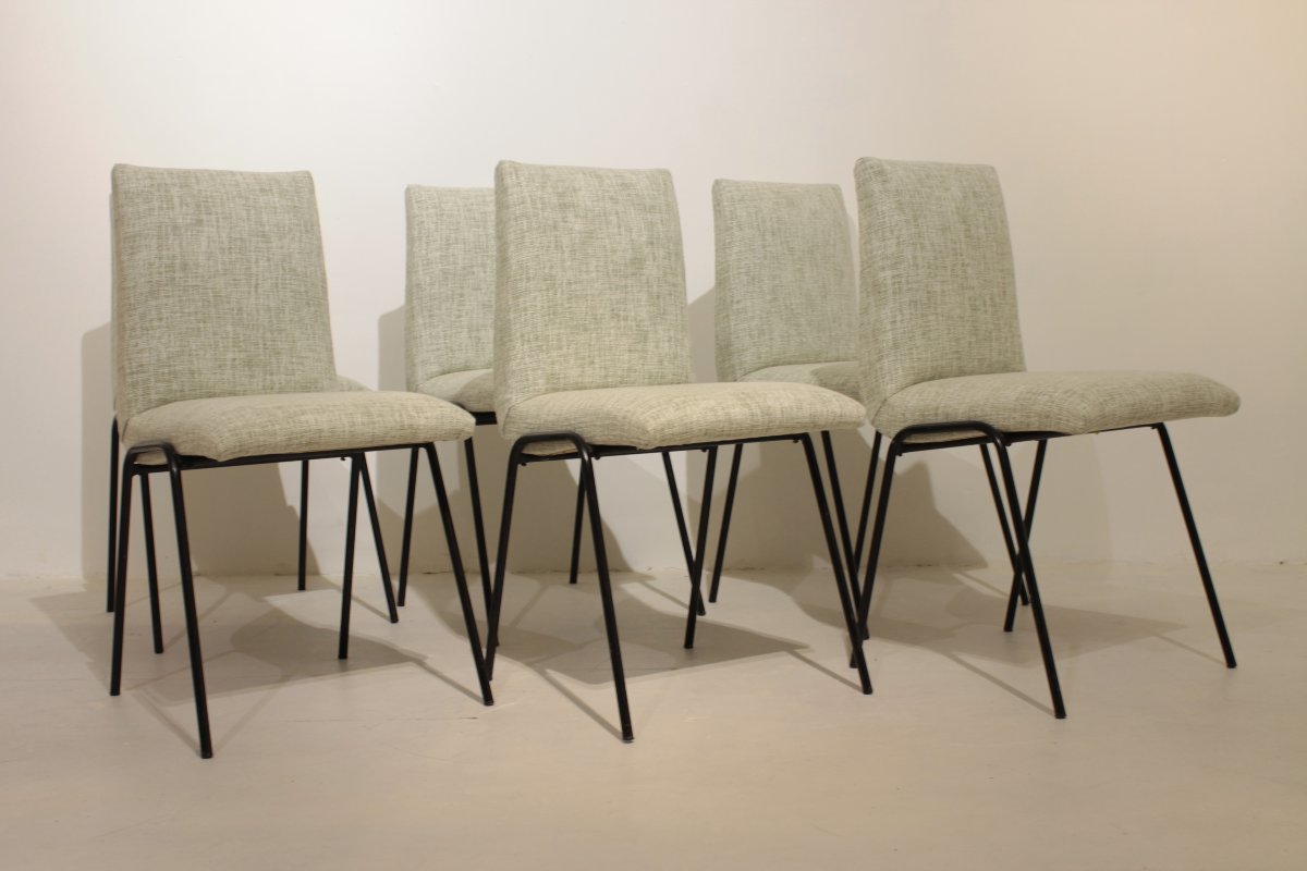 Ensemble de 6 chaises "Robert" de Pierre Guariche pour Meurop, 1961-photo-2