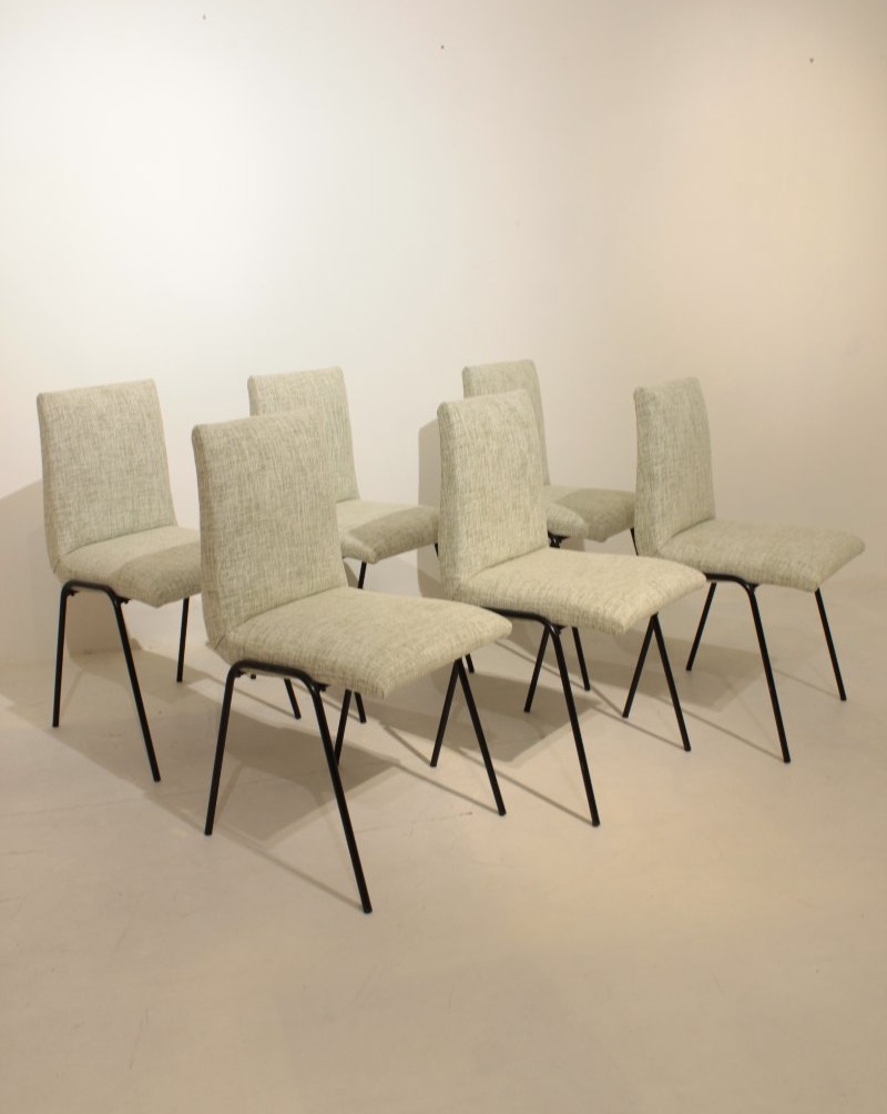 Ensemble de 6 chaises "Robert" de Pierre Guariche pour Meurop, 1961
