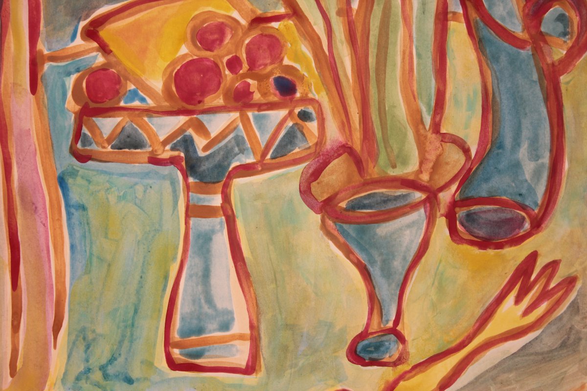 Nature morte à la coupe de fruits de Francisco Borès (1898-1972)-photo-4