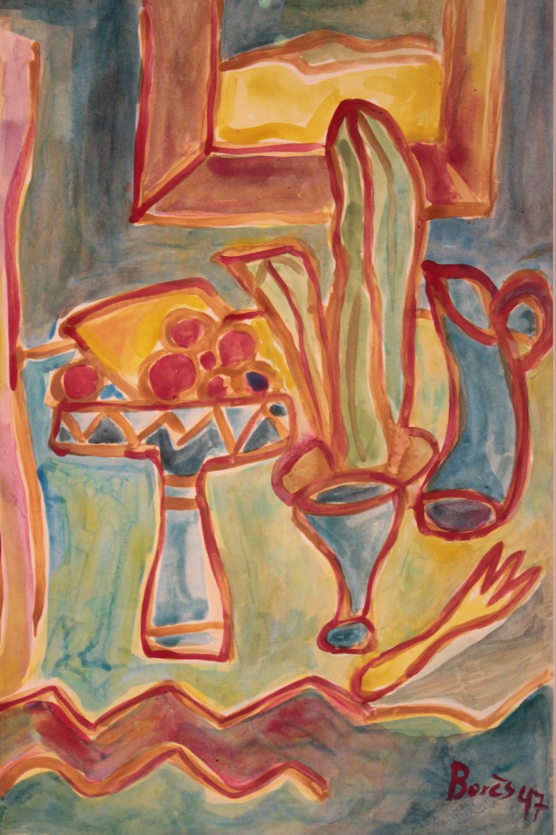 Nature morte à la coupe de fruits de Francisco Borès (1898-1972)-photo-4