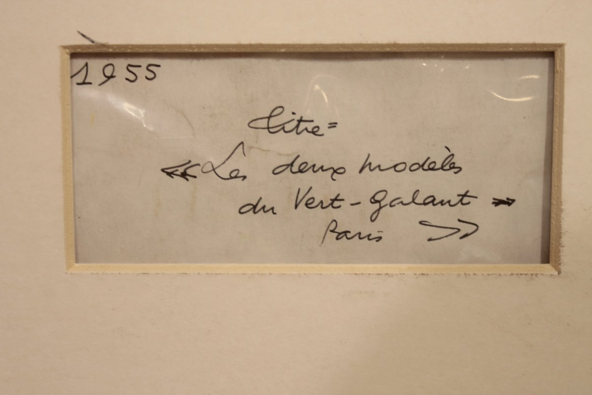 Pastel By Marceau Constantin Titled "les Deux Modèles Du Vert-galant – Paris," 1955.-photo-7