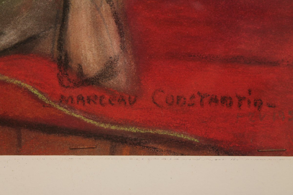 Pastel By Marceau Constantin Titled "les Deux Modèles Du Vert-galant – Paris," 1955.-photo-8