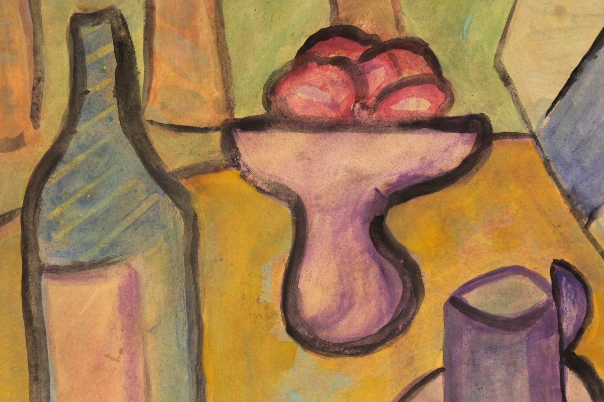 Still Life By Francisco Borès (1898–1972) - Gouache On Paper-photo-1