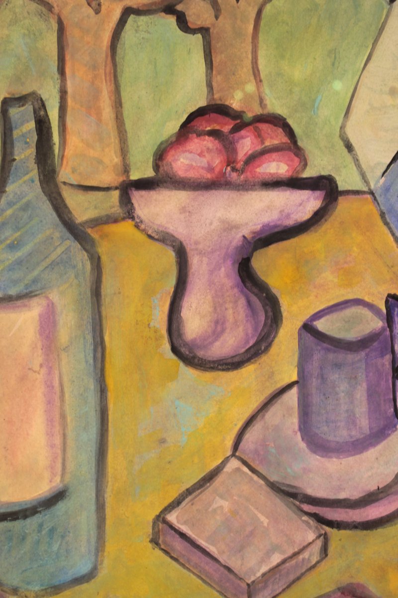 Still Life By Francisco Borès (1898–1972) - Gouache On Paper-photo-7