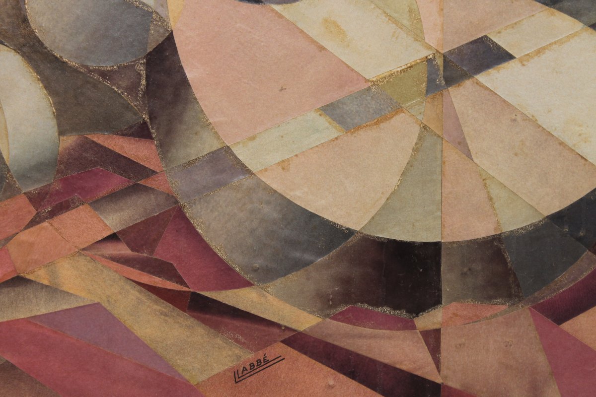 Cubist Collage By Labbé - Still Life With Guitar And Percussion Instruments-photo-1