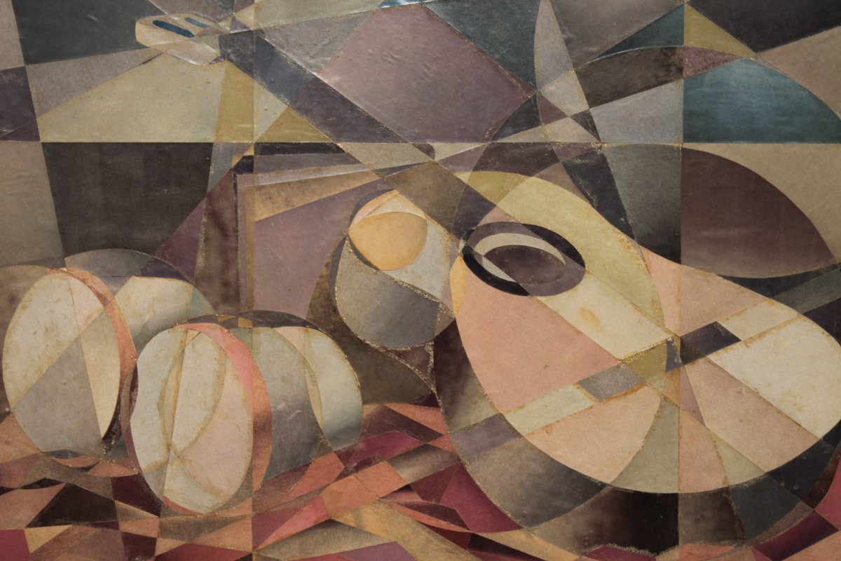 Cubist Collage By Labbé - Still Life With Guitar And Percussion Instruments-photo-4