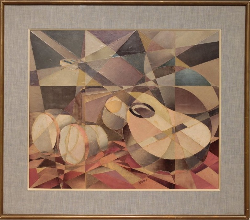 Cubist Collage By Labbé - Still Life With Guitar And Percussion Instruments