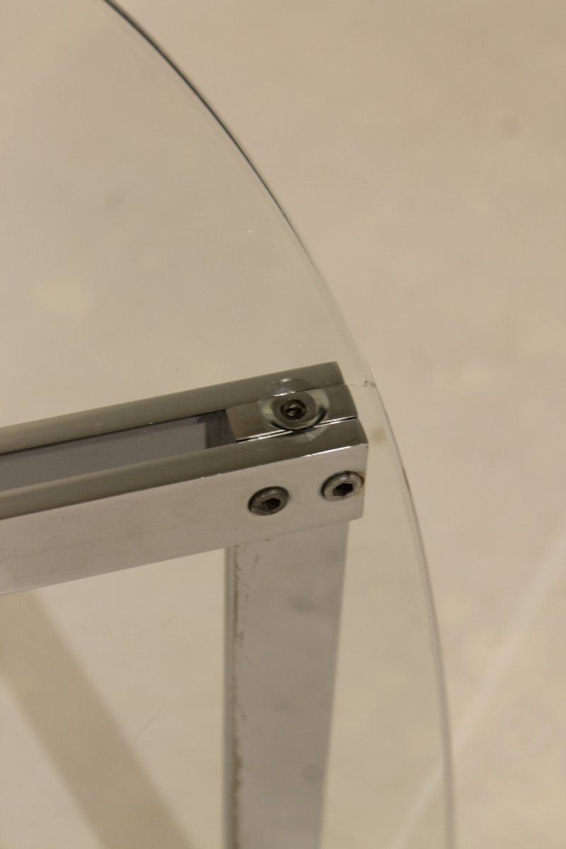 Glass And Nickel-plated Steel Coffee Table - 1950s/1960s-photo-1