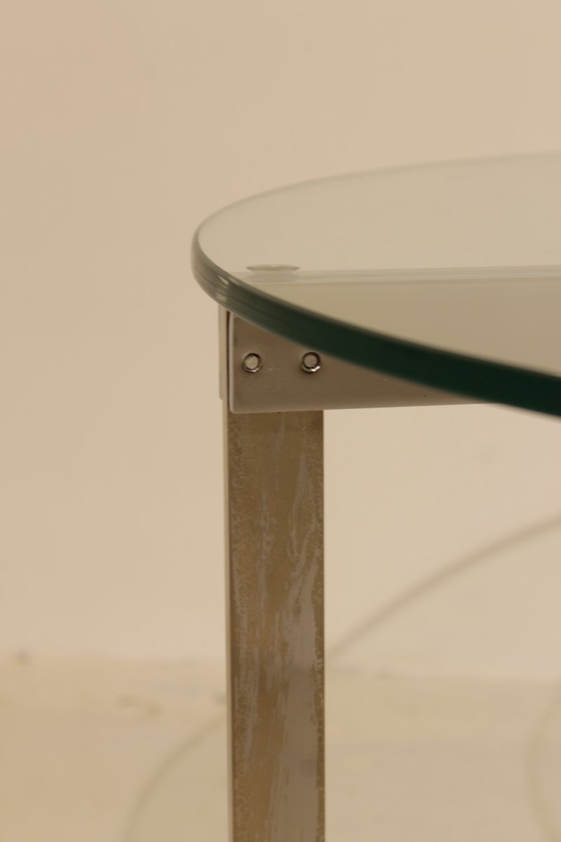 Glass And Nickel-plated Steel Coffee Table - 1950s/1960s-photo-3