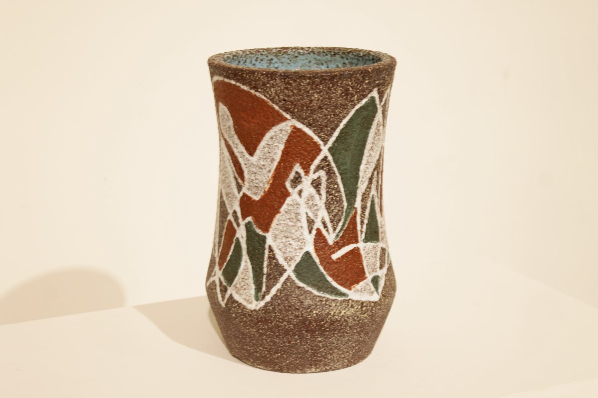 Vase à décor moderniste/Art primitif- Poterie d'Accolay-photo-3
