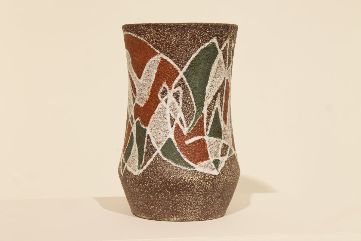 Vase à décor moderniste/Art primitif- Poterie d'Accolay