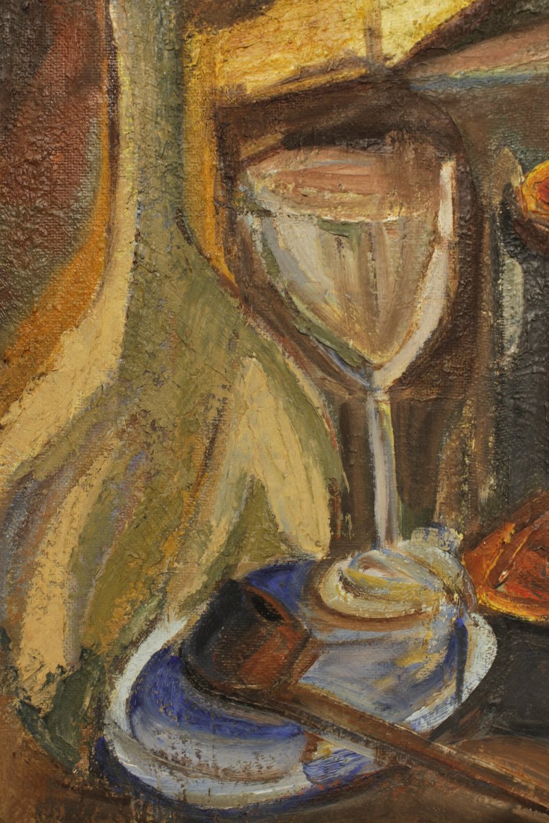 Signed Cubist Still Life - Oil On Panel -photo-5