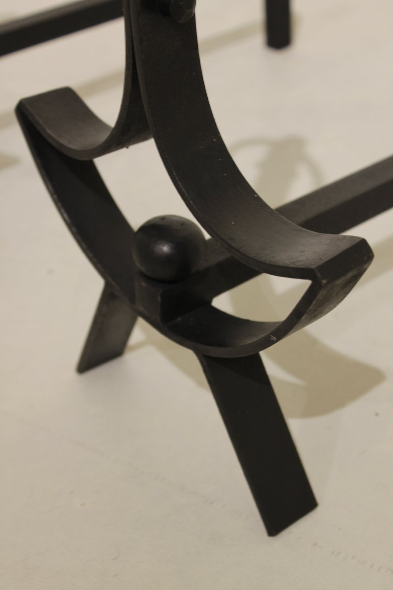 Pair Of Modernist Wrought-iron Andirons -photo-4