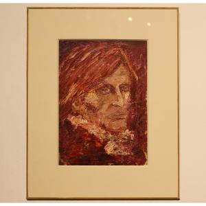 Portrait d'Homme XXème Siècle, Huile Sur Panneau