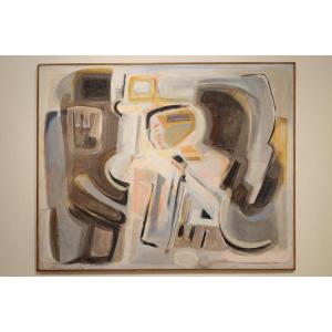 Grande huile sur toile abstraite datée de 1969 - Henri Larriere (1935-2024)