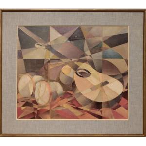 Cubist Collage By Labbé - Still Life With Guitar And Percussion Instruments