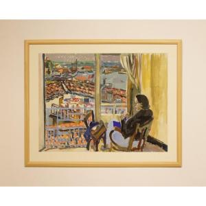 Gouache sur papier de Pierre Pruvost (1921-2008)