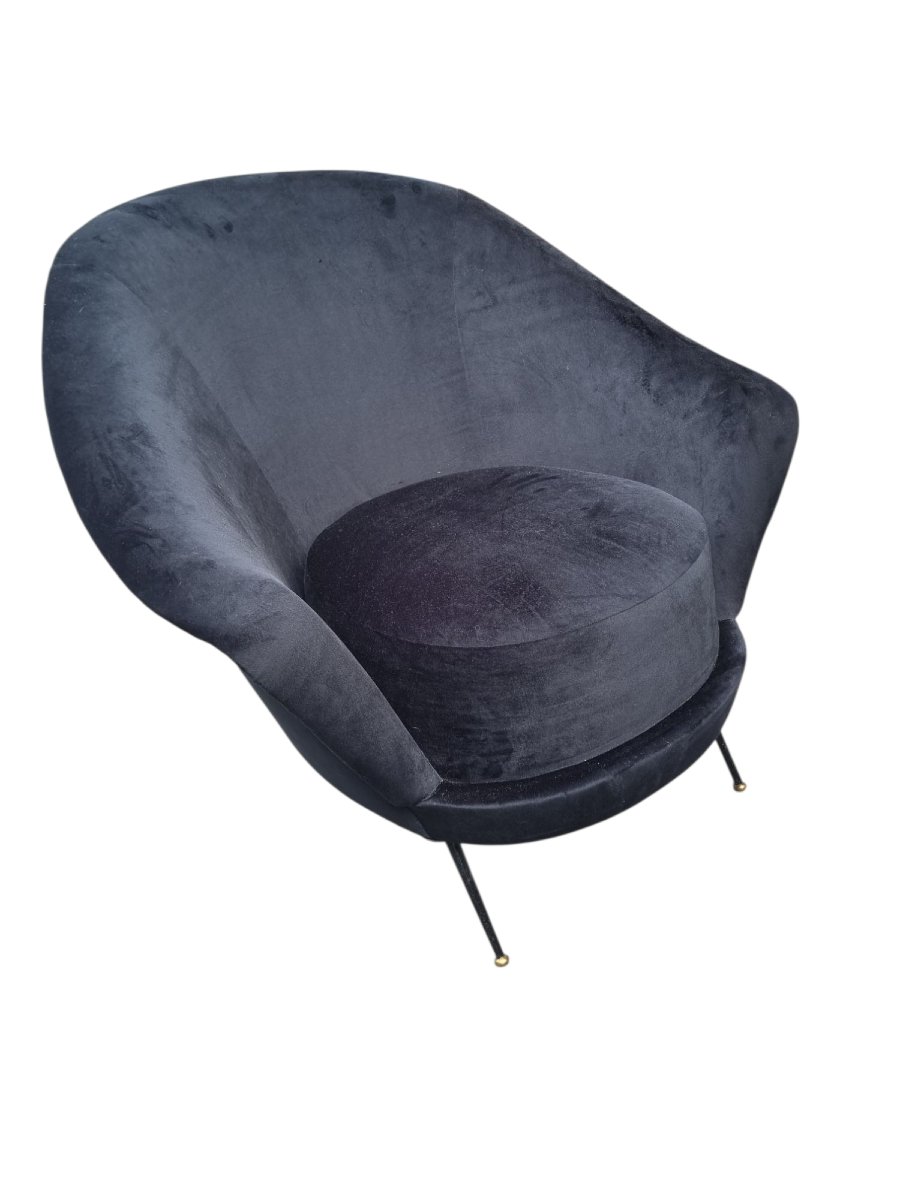PAIRE DE FAUTEUILS 1960 velours noir-photo-2