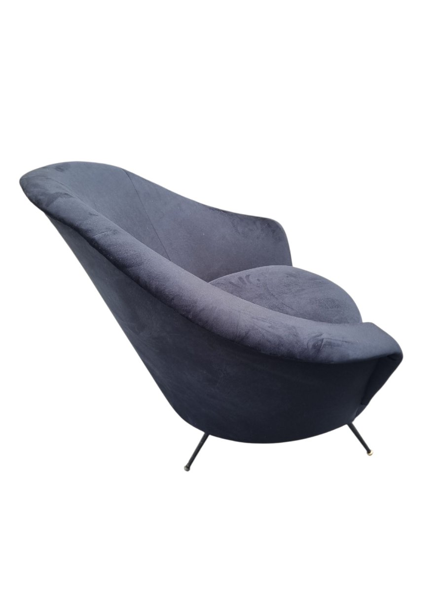 PAIRE DE FAUTEUILS 1960 velours noir-photo-4