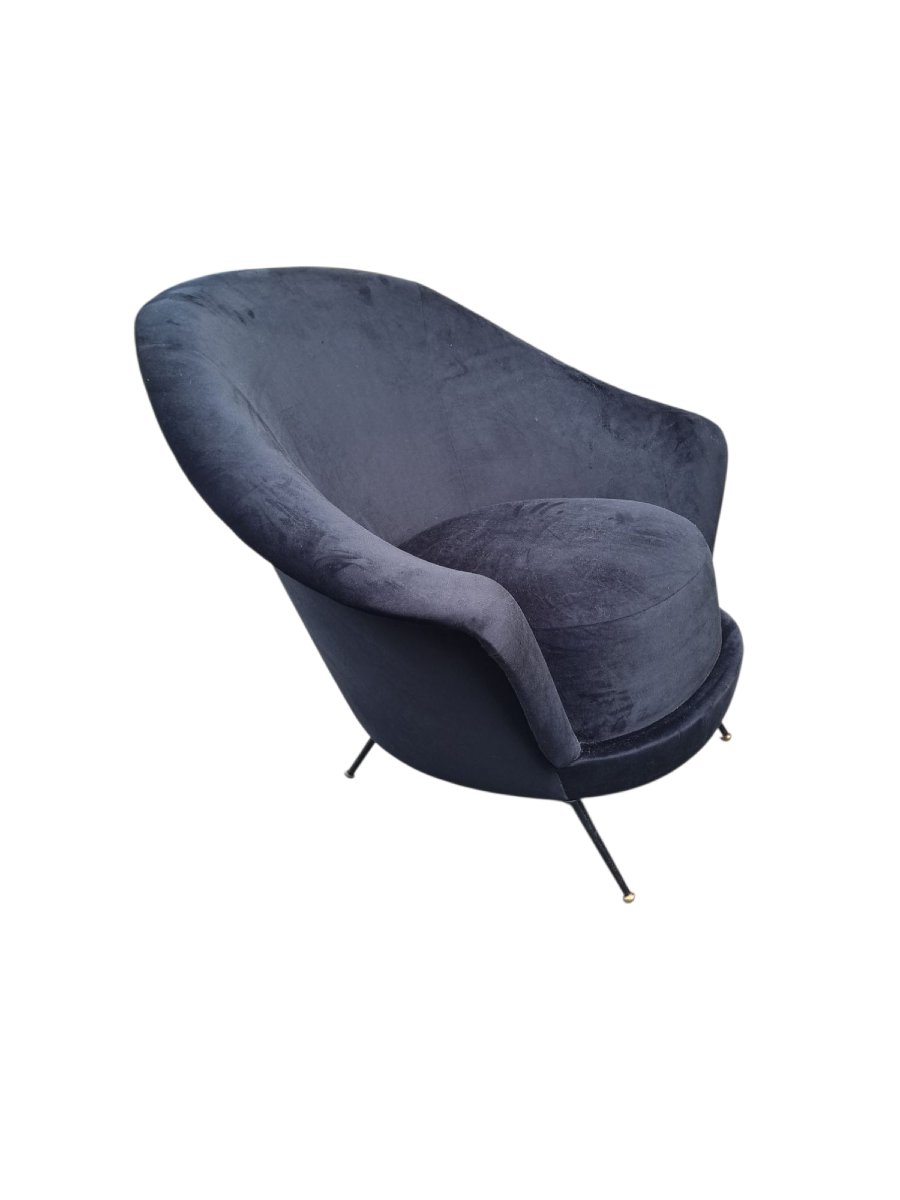 PAIRE DE FAUTEUILS 1960 velours noir-photo-5